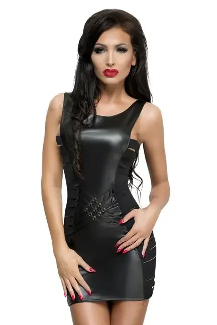 Wetlook Kleid Lea schwarz
