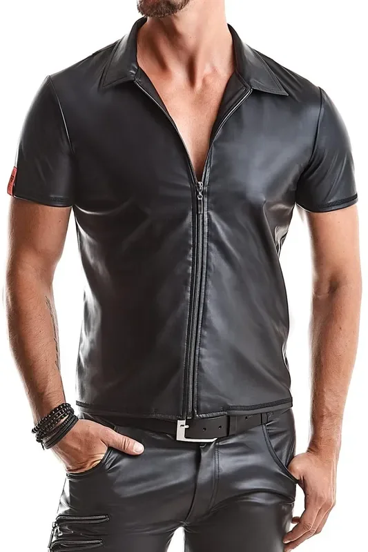 Wetlook Polo-Shirt mit Reißverschluss und feinen Details