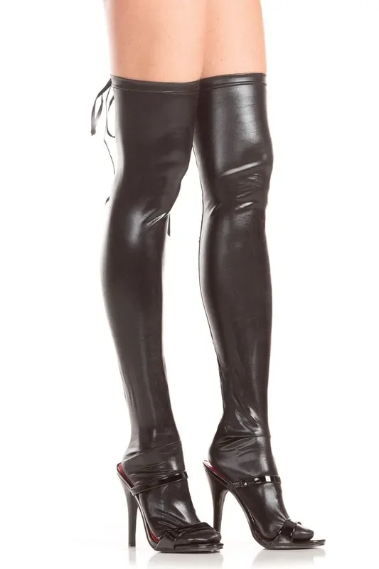 Wetlook Strümpfe mit Schnürung