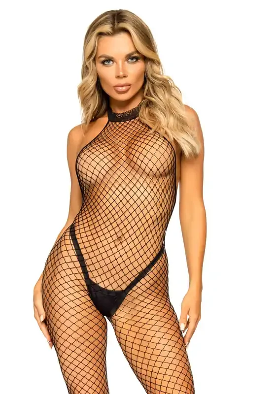 What U Want Fischnetz-Catsuit – Schwarz