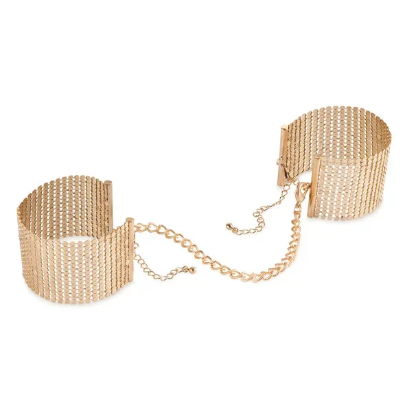 WÜNSCHEN SIE METALLIQUE BLACK MESH GOLD HANDCUFFS