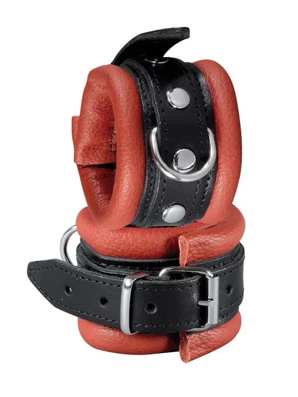Xx-DreamsToys Leder-Handfesseln, rot/schwarz