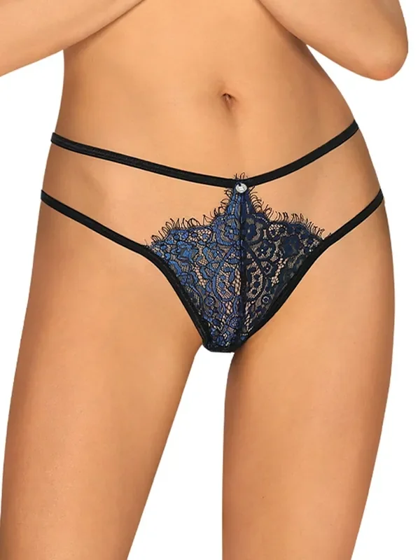 Yassmyne Sexy Spitzen-Tanga – Blau