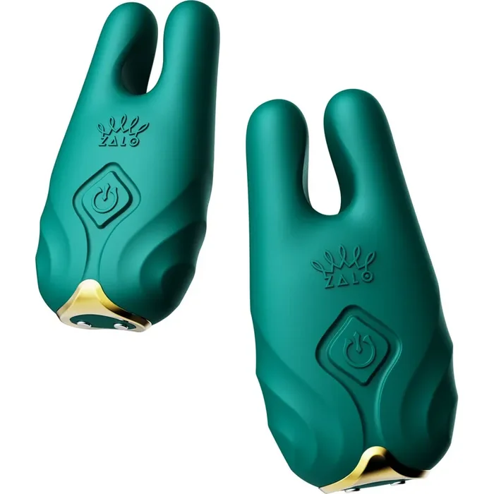 Zalo – Nave Wireless Vibrating Nipple Clamps Turquoise Green