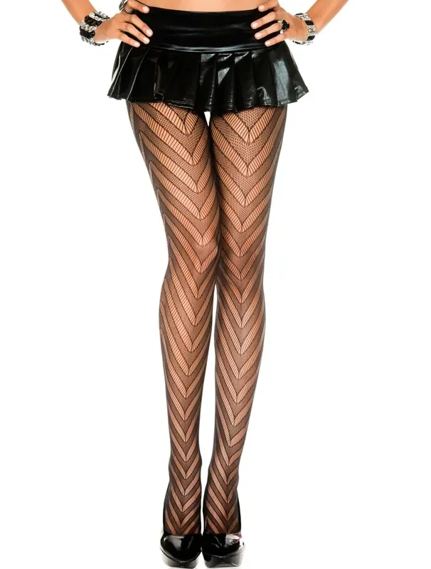 Zickzack Strumpfhose – Schwarz