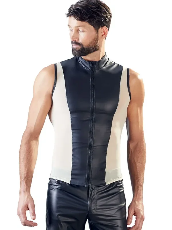 Zipshirt, schwarz/nude
