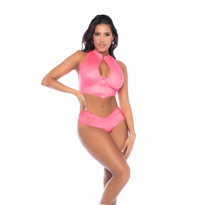 Zweiteiliges Set mit raffiniertem Keyhole-Design – L/XL – Wetlook Rosa